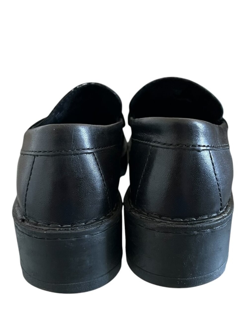 Born Carrera Leather Lug Sole Platform Penny Loafers In Black Size 8 - Picture 7 of 12